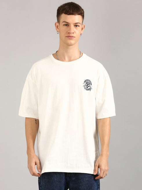 Cream Oversized Puffy Printed T-shirt